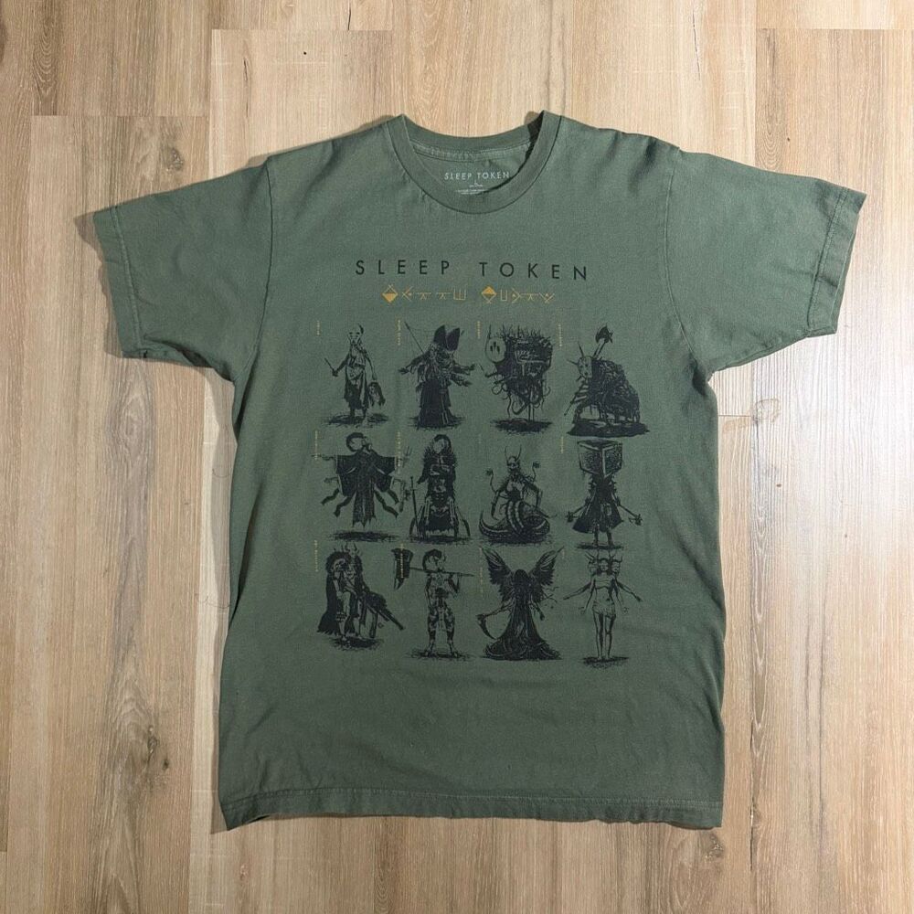 Sleep Token Grid Stone Wash Tee Shirt Sz L Dark Occult Metalcore Goth Band Alt